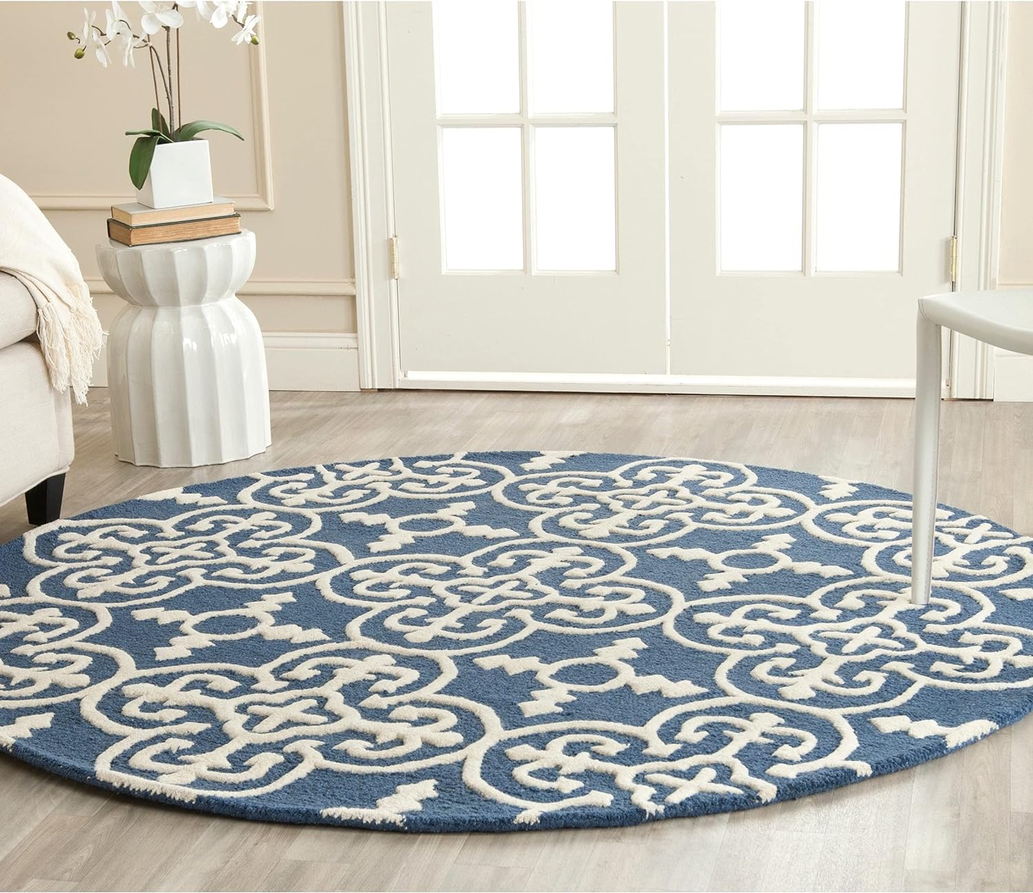 Alvara Navy Trellis Wool Rug