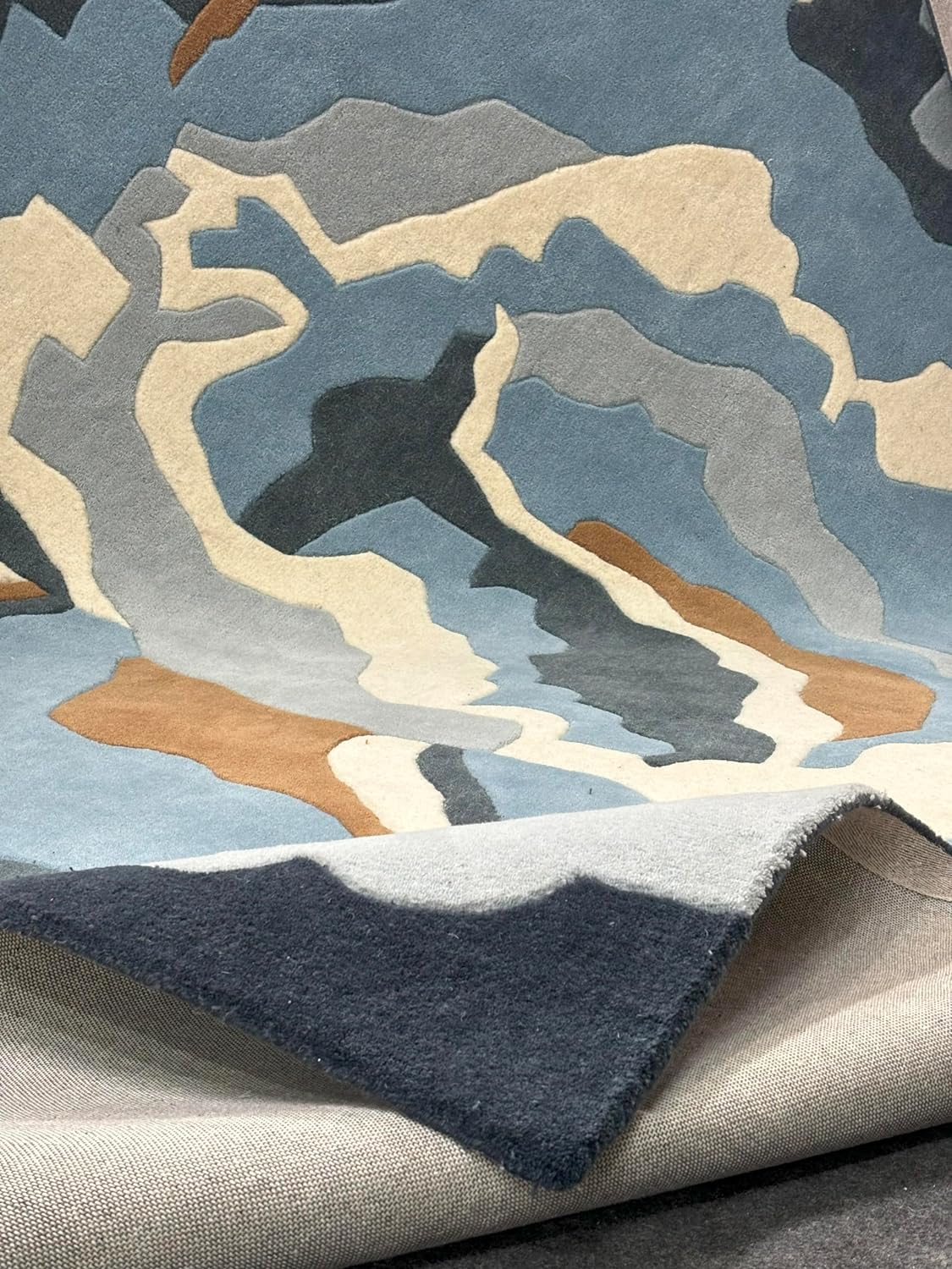 Onyx Bloom Abstract Floral Wool Rug