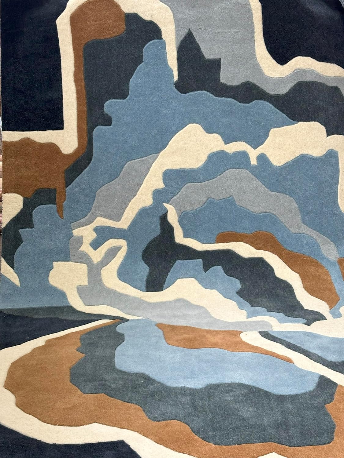 Onyx Bloom Abstract Floral Wool Rug