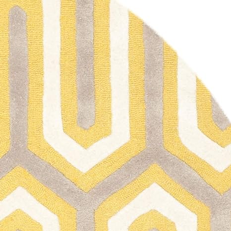 Grey & Beige Round Hand Tufted Carpet