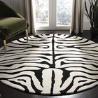Safari Zebra Pattern Round Wool Rug