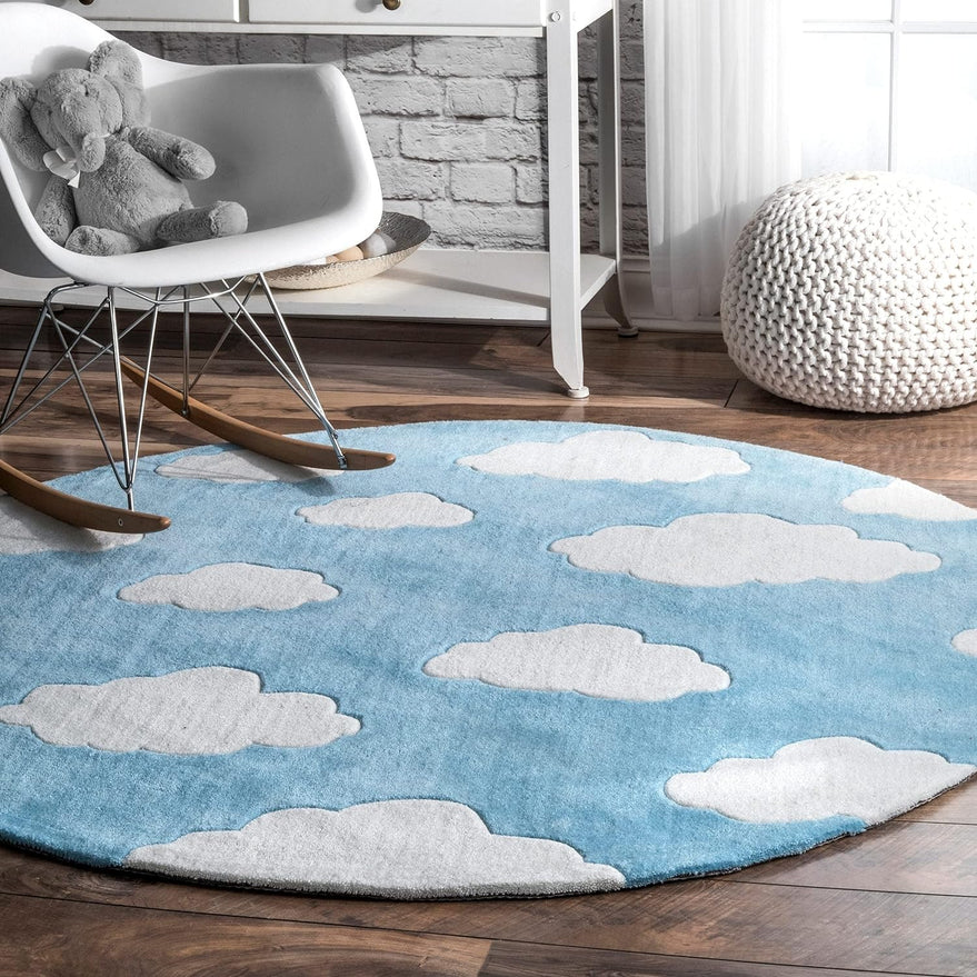 Miso Hand Tufted Rug - Blue Round Pattern