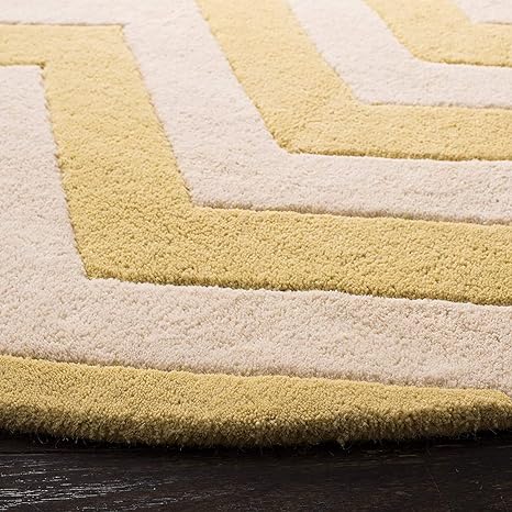 Gold & Beige Round Hand Tufted Carpet