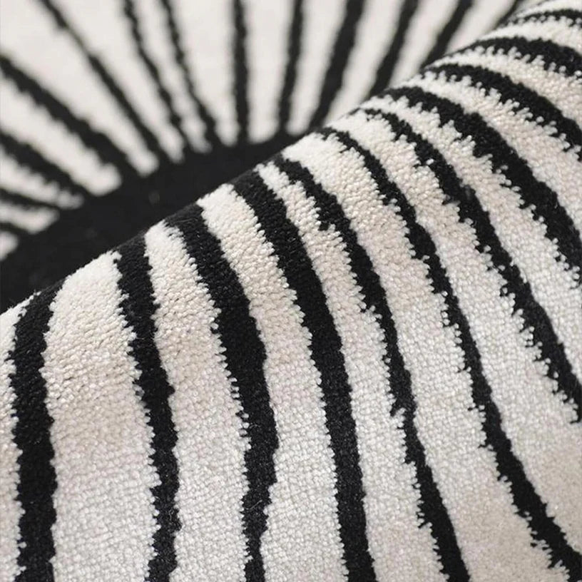 Compass Radial Stripe Round Wool Rug