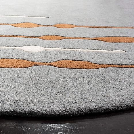 Grey & Gold Round Hand Tufted Carpet