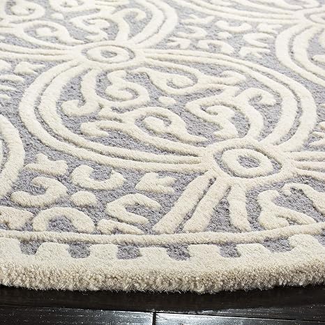 White & Grey Round Hand Tufted Carpet