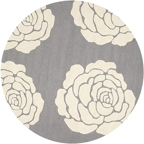 Ivory & Grey Round Hand Tufted Carpet