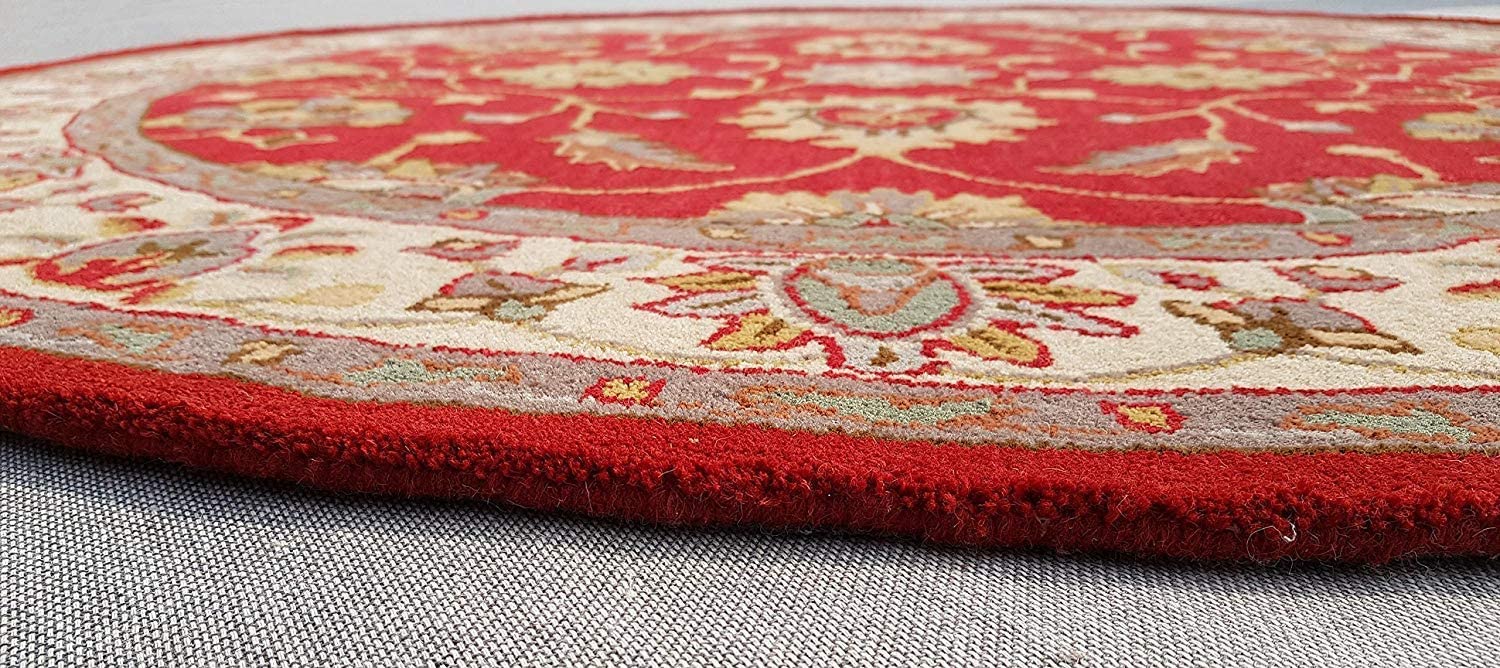 Zaro Hand-tufted Rug - Red Round Pattern
