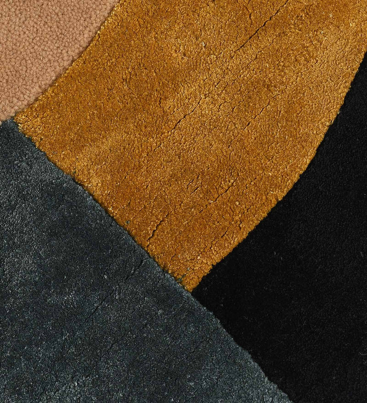 Orbit Abstract Geometric Round Wool Rug