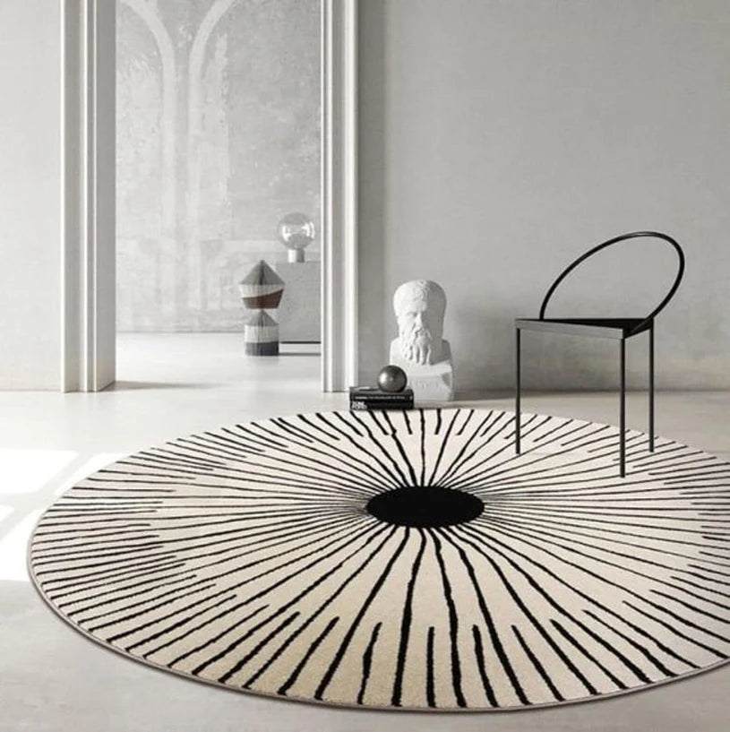 Compass Radial Stripe Round Wool Rug