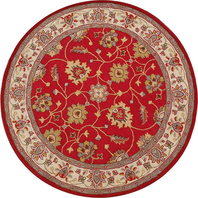 Zaro Hand-tufted Rug - Red Round Pattern