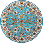 Firozeh Turquoise Premium Round Wool Rug