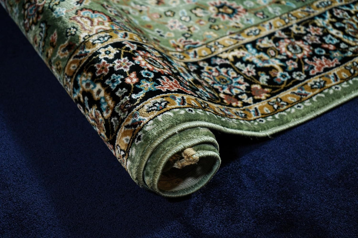 Golshan Royal Floral Rug close-up showing the pile and intricate floral border detailing