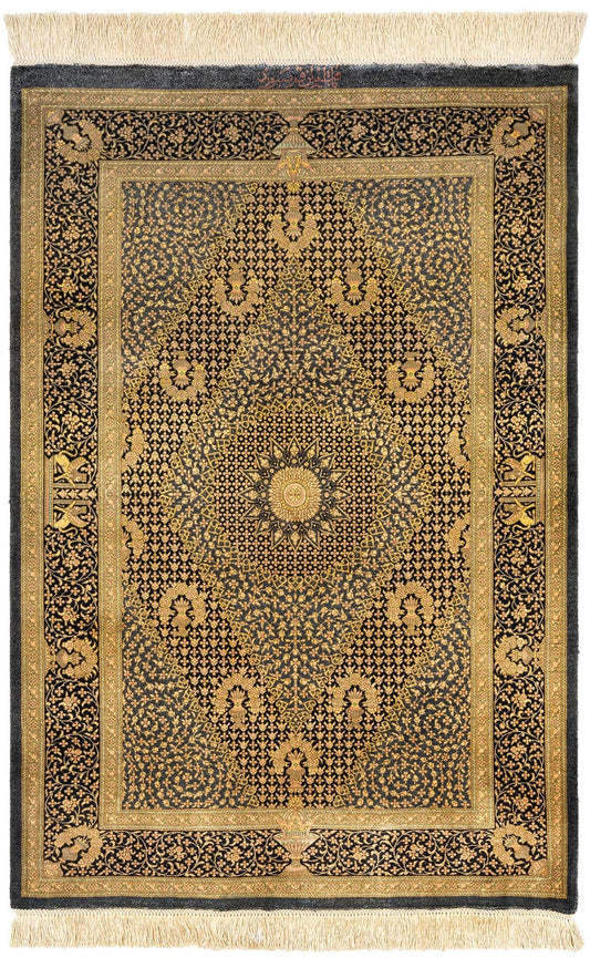 Hand-Knotted Silk Rug