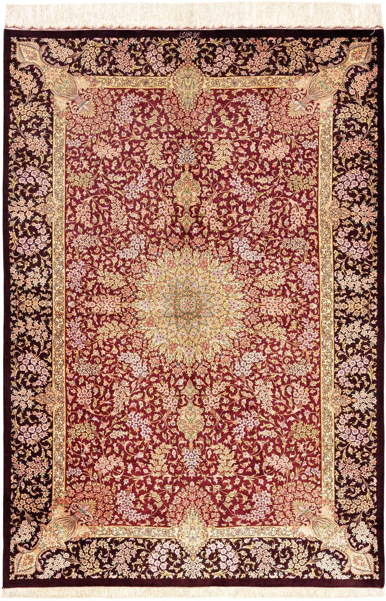 Hand-Knotted Silk Rug