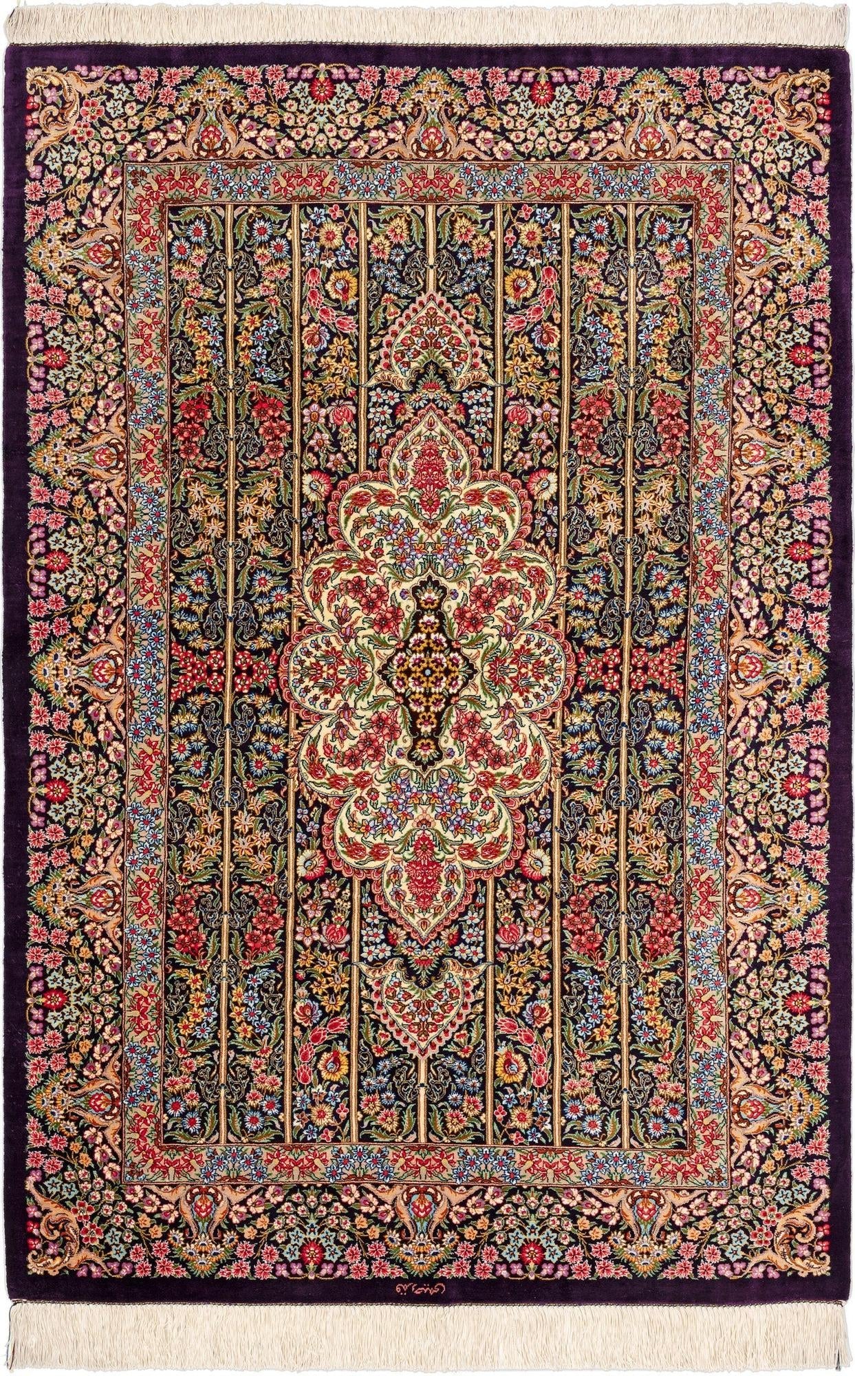 Hand-Knotted Silk Rug