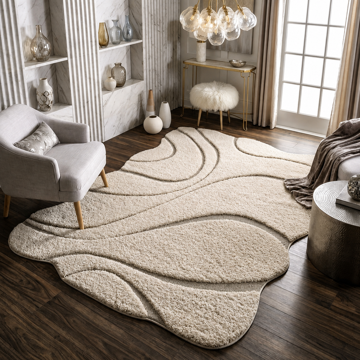 irregular_ivory_wave_carpet in living room
