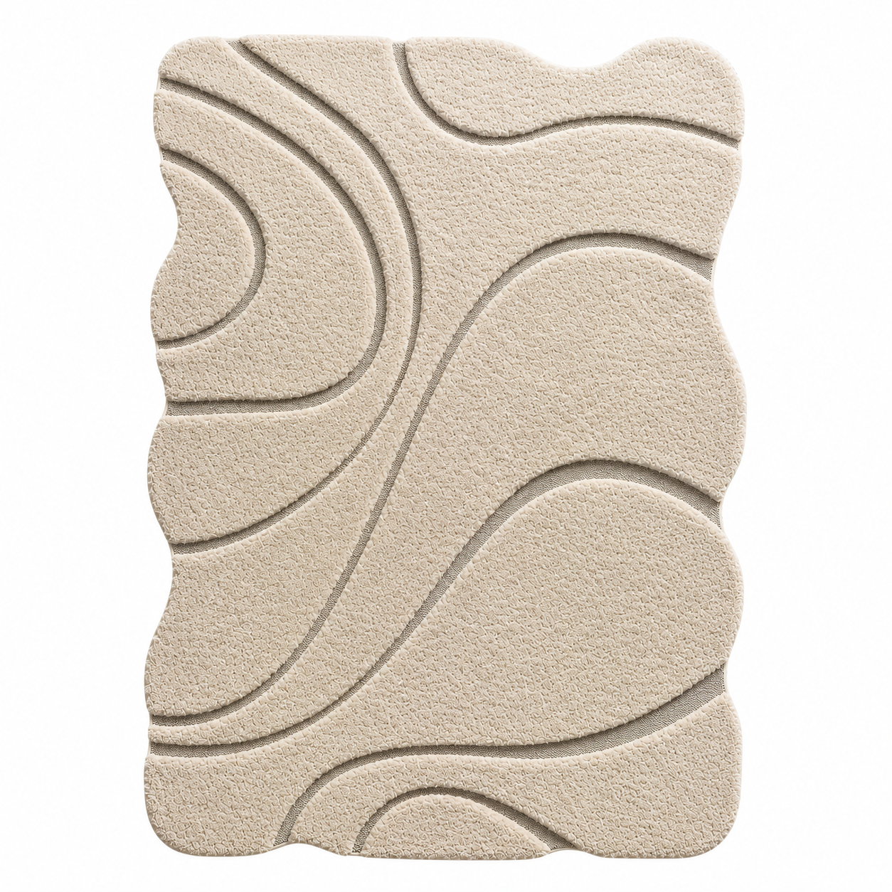A rectangular textured mat with an abstract wavy pattern in a light beige color, isolated on a white background.
