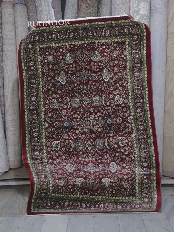 Firman Persian rug close-up video showing acrylic wool pile texture, colour depth and all-over floral pattern detail