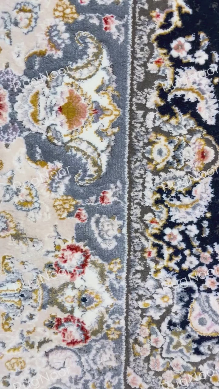 Close-up of Parnian's multicolour floral and ornamental panel design.