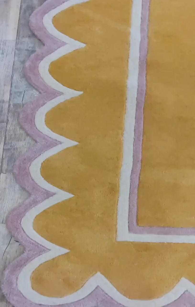 mustard_pink_scalloped_rug