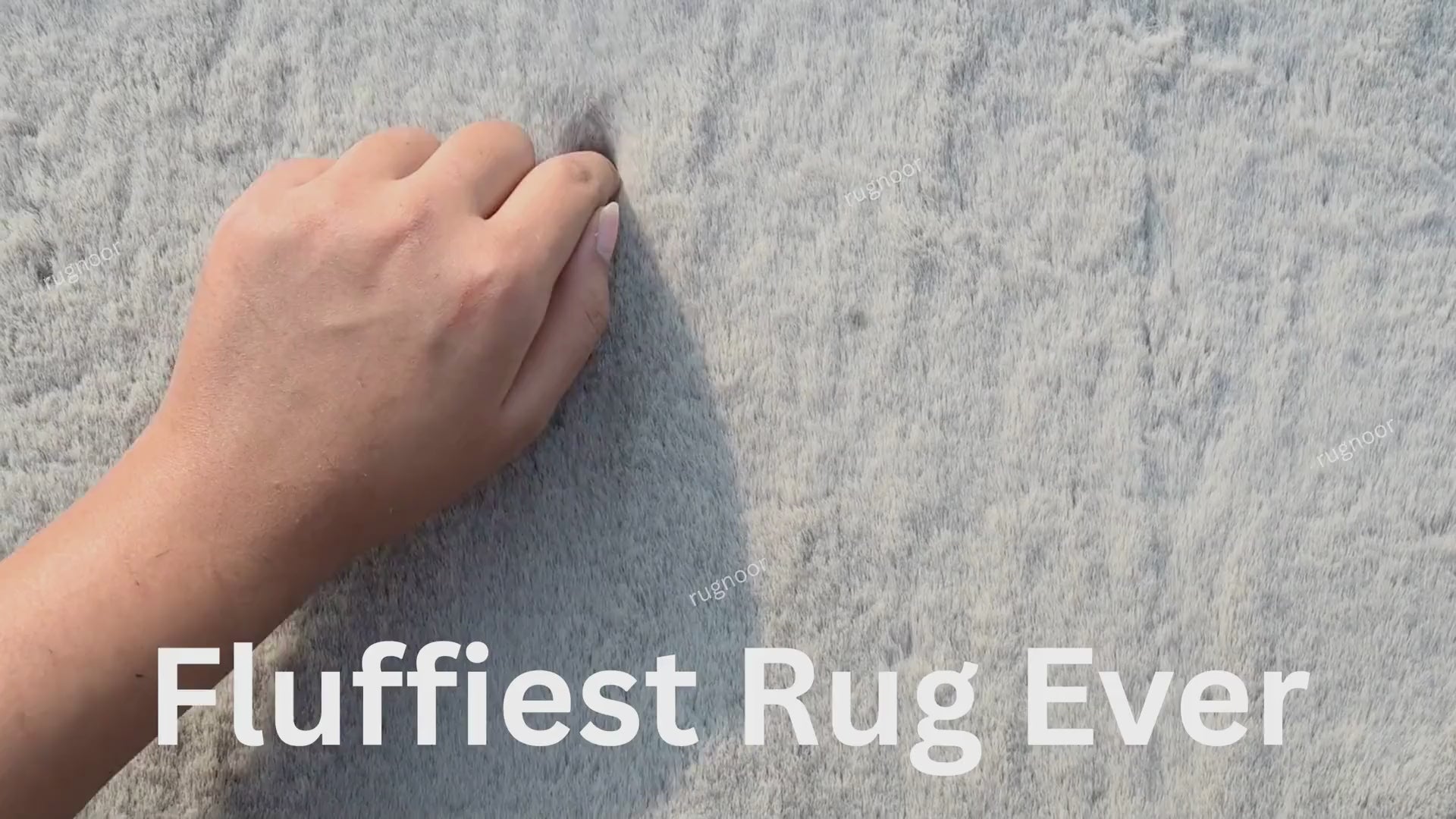Fluffy light grey faux fur rug texture close-up video – soft area rug by RugNoor