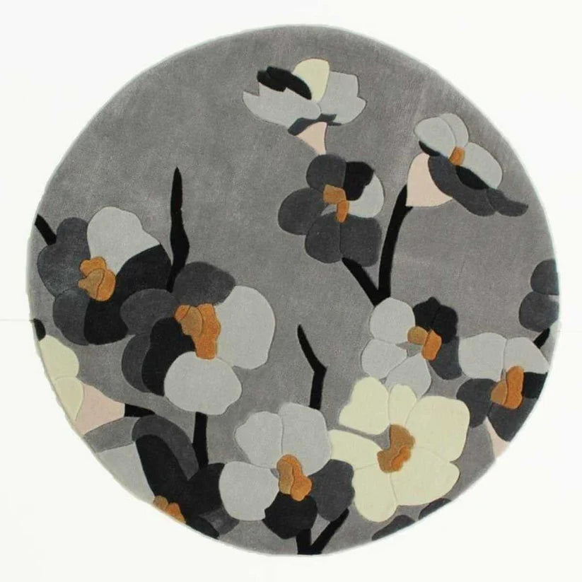 Sakura Floral Round Wool Rug