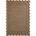 A rectangular area rug with a scalloped border and a raised inner stripe border, shown flat against a white background.