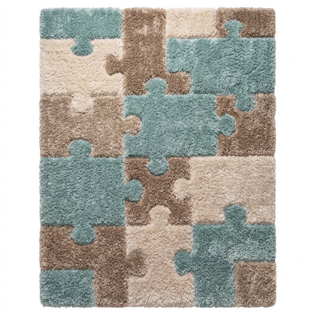 Puzzle Piece Jigsaw Shaggy Rug