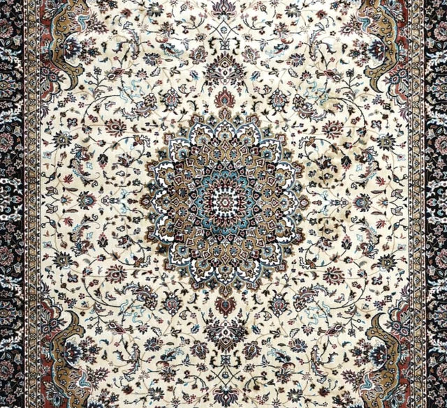 Toranj Royal Medallion Rug close-up showing the intricate central medallion and surrounding floral motifs