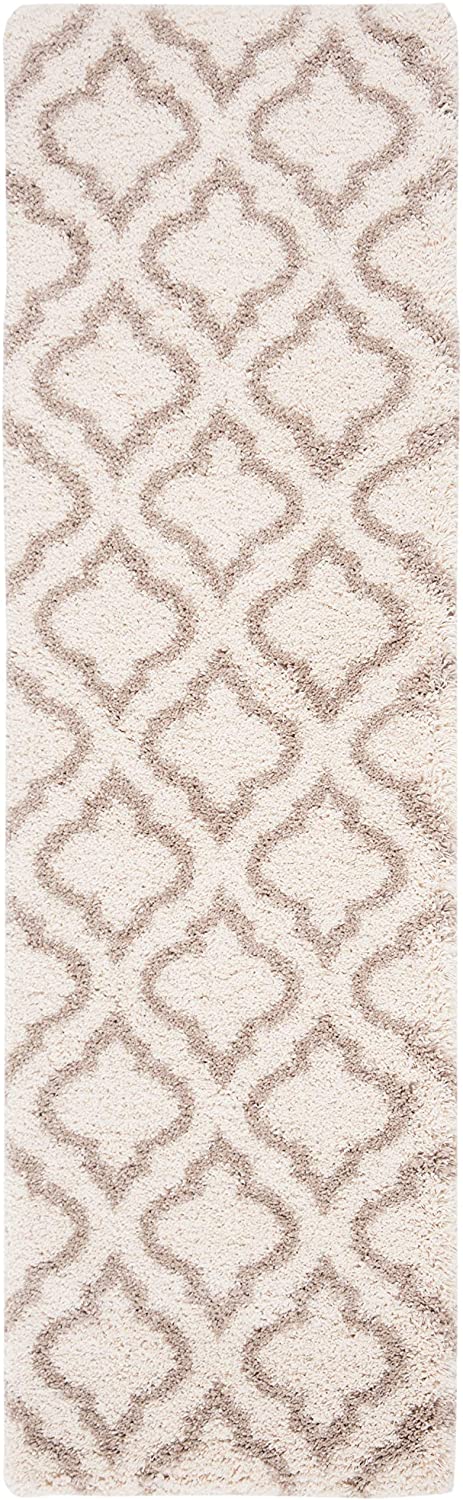 Ivory Beige Moroccan Microfiber Shaggy Rug