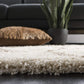 Ivory Beige Ogee Trellis Microfiber Shaggy Rug