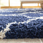 Blue Ivory Moroccan Trellis Microfiber Shaggy Rug