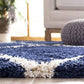 Blue Ivory Diamond Trellis Microfiber Shaggy Rug