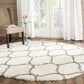 Ivory Grey Ogee Trellis Microfiber Shaggy Rug