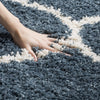 Blue Ivory Ogee Trellis Microfiber Shaggy Rug