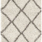 Ivory Grey Diamond Trellis Microfiber Shaggy Rug