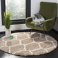 Beige Ivory Ogee Trellis Microfiber Shaggy Rug