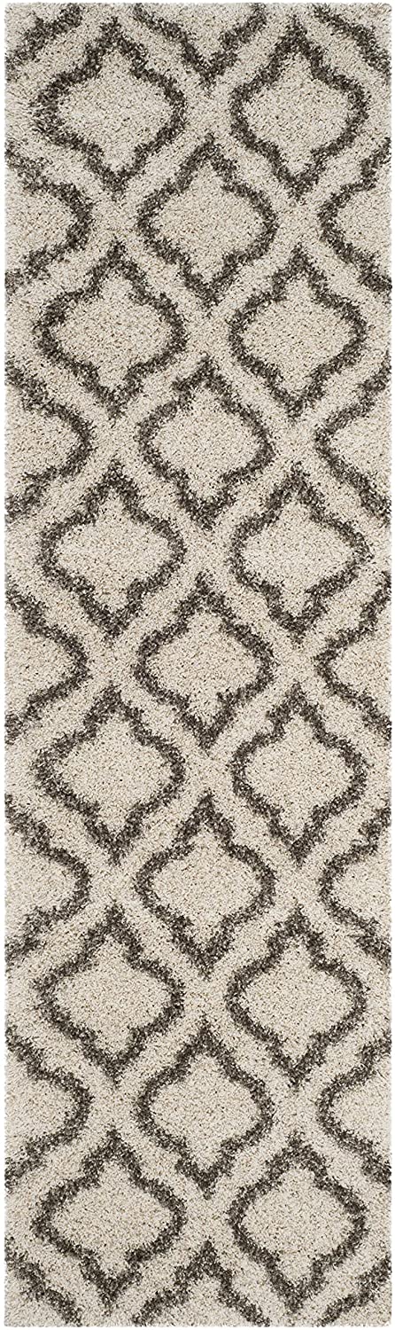 Grey Ivory Moroccan Microfiber Shaggy Rug