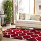 Red Ivory Ogee Trellis Microfiber Shaggy Rug