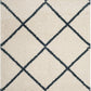 Ivory Blue Diamond Trellis Microfiber Shaggy Rug