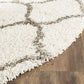 Ivory Grey Ogee Trellis Microfiber Shaggy Rug