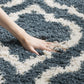 Blue Ivory Moroccan Microfiber Shaggy Rug