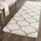 Ivory Grey Ogee Trellis Microfiber Shaggy Rug