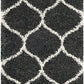 Dark Grey Ivory Ogee Trellis Microfiber Shaggy Rug