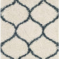 Ivory Blue Ogee Trellis Microfiber Shaggy Rug