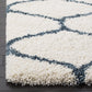 Ivory Blue Ogee Trellis Microfiber Shaggy Rug