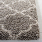 Grey Ivory Moroccan Trellis Microfiber Shaggy Rug