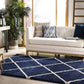 Blue Ivory Diamond Trellis Microfiber Shaggy Rug