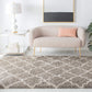 Grey Ivory Moroccan Trellis Microfiber Shaggy Rug